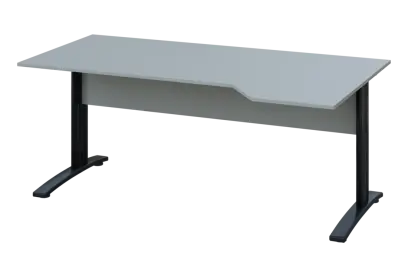 EZK 28 - 184 stůl kancelářský, rohový, pravý, kovová podnož černá, deska 25 mm, široký 1800 mm, šedá